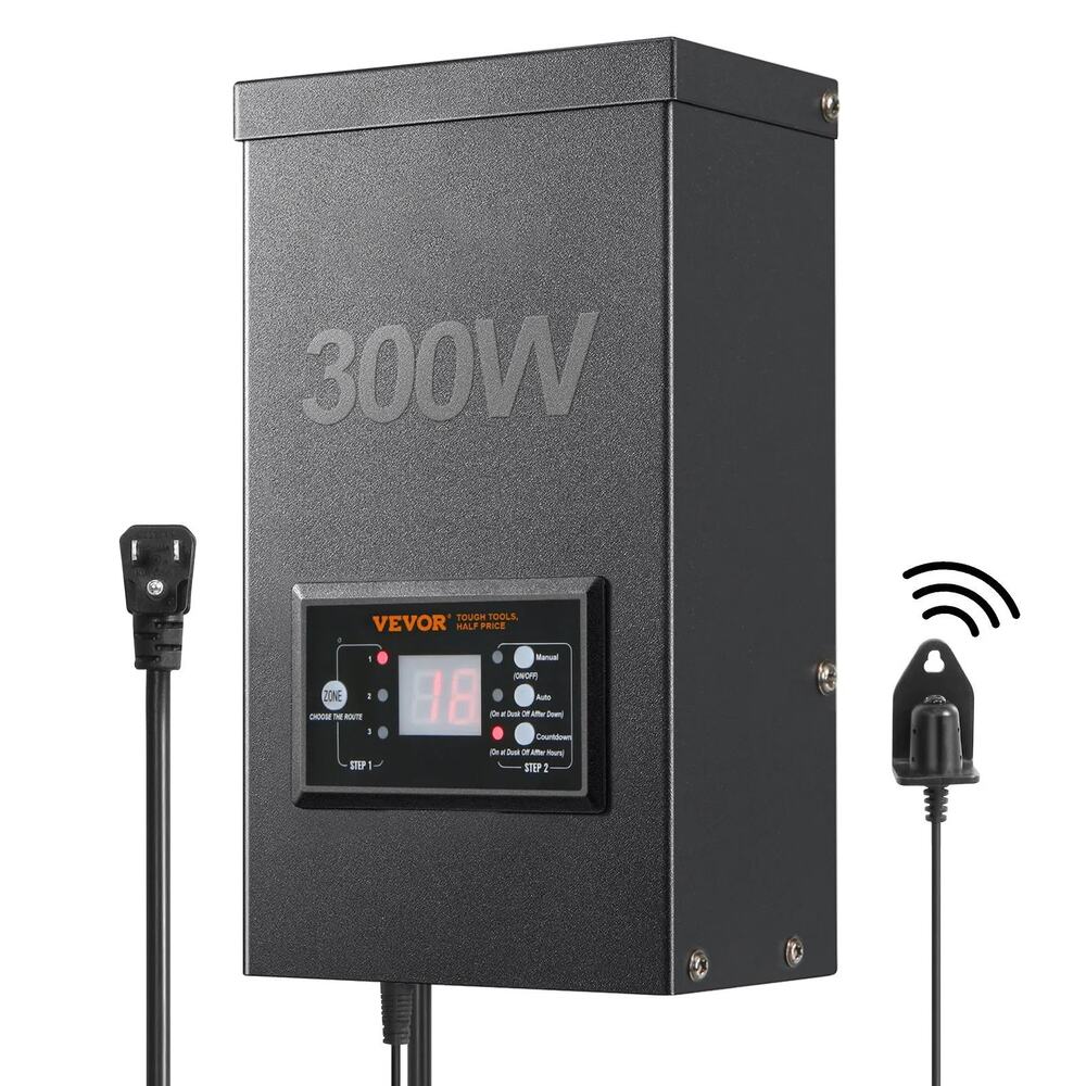 300W Low Voltage Landscape Transformer with Timer and Photocell Sensor, Waterpr
